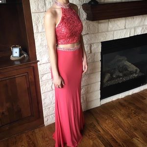 2-Piece Pink Prom Dress